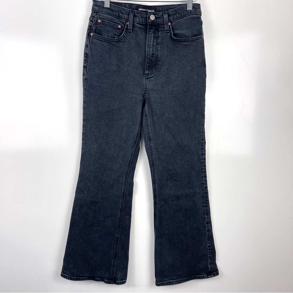 Denim Forum The Twiggy High Rise Flare Jeans Women's Size 27 Faded Black 28L
